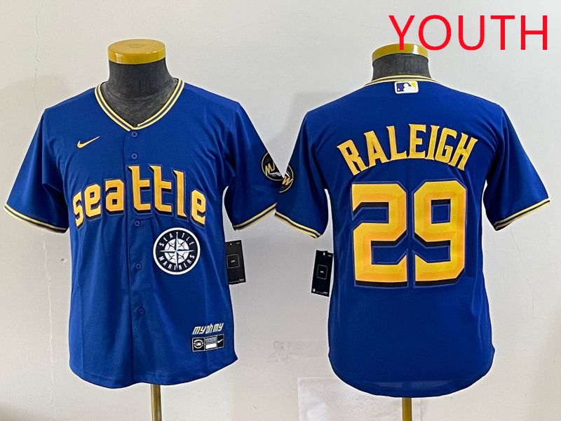 Youth Seattle Mariners #29 Raleigh Blue City Edition 2025 Nike MLB Jersey style 7->youth mlb jersey->Youth Jersey